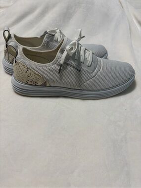 Cole Haan White and Cream Knit Lace-Up Sneakers